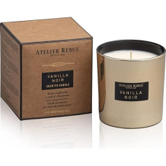 ATELIER REBUL Vanilla Noir aromātiskā svece stiklā (210 g) - sojas vasks - vaniļas aromāts - deg līdz 45 stundām