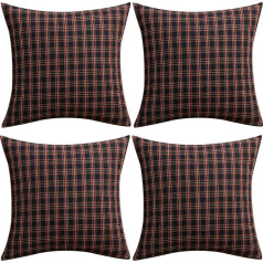 Qelus Ziemassvētku spilvenu pārvalki Komplekts no 4 Tartan skotu mest spilvenu pārvalki Pleds spilvenu pārvalki 18x18 collu mīksts kokvilnas poliesters automašīnai dīvāns guļamistaba Ziemassvētku rotājums 45x45cm sarkans