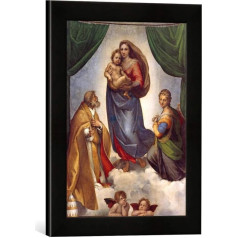 Rafaēla Siksta Madonna Art Print augstas kvalitātes roku darbs 30 x 40 cm matēts melns rāmis