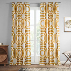 HPD Half Price Drapes PRTW-D23C-84 Kokvilnas aizkars ar apdruku (1 panelis) 50 x 84 cm Mecca Gold