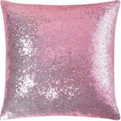 PiccoCasa 1PC Sequin Cushion Cover 45x45cm Sparkly Dekoratīvais spilvena pārvalks Shiny Sparkle Satin Square Cushion Cover for Living Room Decoration Wedding Party Pink