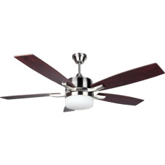 Orbegozo CP 79132 - Griestu ventilators ar tālvadības pulti, 5 lāpstiņas, 132 cm diametrs, 60 W jauda, lampa, kluss, 3 līmeņi, hroms, balts