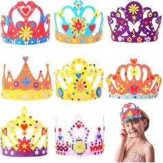 8 gabali Tiara amatniecības komplekts bērniem DIY dzimšanas dienas kronis ar rhinestones meitenēm princese dāvana dzimšanas dienas svinības spēle projekts