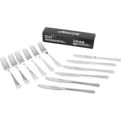 Arcos Madrid Series Dessert Cutlery Set, 12 Pieces, in Gift Box (6 Knives + 6 Forks) - Stainless Steel Monoblock - Silver