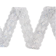 10 jardų Sequin Lace juostelės su akių apdaila Applique Siuvimo amatų reikmenys drabužių užuolaidos stalo bėgikas apdaila (sidabrinė)