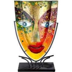 Gilde GlasArt 39874 Dekoratīvā vāze Face Blue Eye Glass Dekoratīvais Stikls Dekoratīvais Dzīvojamās istabas augstums 47 cm Daudzkrāsains