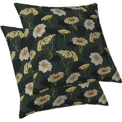 ggaimwf Sage Green Daisy Cushion Covers Floral Pattern Cushion in Country House Style Decorative Garden Cushion with Hidden Zip Sofa Bedroom Decor Cushion Covers 50 x 50 cm Set of 2