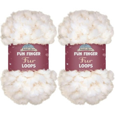 JubileeYarn Fun Finger Fur Loops dzija - Poliestera dzija - 200g/maisliņš - Balta - 2 šķeterējumi