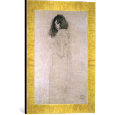 Gustavs Klimts Jaunas sievietes portrets, 1896-97, augstas kvalitātes rokām darināts mākslas darbs, 30 x 40 cm, zelta rāmītī, zelta raija