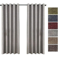 QINUO HOME 2 Pack Faux Linen Blackout aizkari 90x90 collu izolācijas Eyelet aizkari guļamistabai Silver Grey