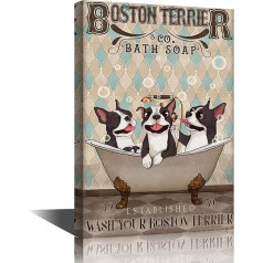 Vannas istaba Canvas Wall Art Bostonas terjers drukāt skaisti audekls mākslas sienas dekori interesants mūsdienu audekls mākslas Vintage dzīvnieku drukas apdare piemērots dzīvojamā istaba ēdamistaba birojs 16