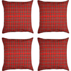 Lezevn 4 iepakojumi Tartan spilvenu pārvalki Ziemassvētku Buffalo Plaid spilvenu pārvalks Sarkans zaļš Square Throw spilvenu pārvalki dzīvojamai istabai Dīvāns Decor