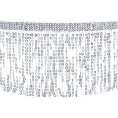 QUARKZMAN 10 jardų Sequin Fringe Border 6,3 colio pločio Tassel Fringe Siuvimo ribos juosta poliesteris DIY amatai Siuvimo užuolaidų pagalvėlė Suknelė Drabužių apdaila Sidabras