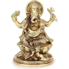 Ganesha Idol Misiņa Ganeša sēžot statujas uz lotosa Puja templim mājās un birojā