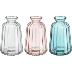 PATIKIL Bud Vases Set of 3 Mini Flower Vessels Minimalist Aesthetic Home Decor Glass Vessels Table Centrepieces for Wedding Party Clear Pink Blue Green