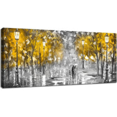 FajerminArt Modern Large Canvas Pictures with Frame Abstract Autumn Yellow Tree Canvas Pictures Wall Art Canvas Print Living Room Bedroom Wall Decoration Ready to Hang 50 x 120 cm