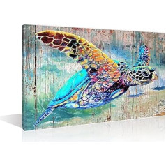 TISHIRON Jūras bruņurupucis Canvas Wall Art Picture Print Sea Life Life Home Decor Chic Framed Ready to Hang 24x16 collas