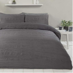 Sleepdown Luxury Super Soft Textured Crinkle Charcoal Grey Segas pārklājs ar spilvendrānām 135x200cm Poliesters