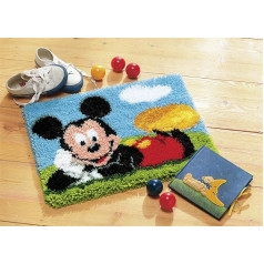 Vervaco mezgloti paklājiņi Mickey Mouse mezgloti paklājiņi paklājiņu pašrocīgai mezglošanai, audekls, balts, 45 x 35 x 0,3 cm