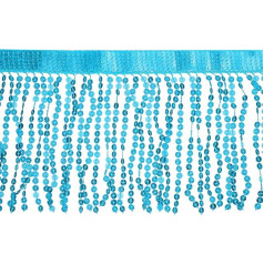 QUARKZMAN 1 Yard 6 collu Sequin Fringe Trim, Sequin Lace Fringe Trim Tassel lentes DIY latīņamerikāņu deju kleita apģērbu šūšanas amatniecības dekori (jūras zila)