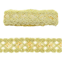 DICOSMETIC 10 jardų auksinės aplikacijos Sequins Lace Net Trim Made of Polyester 60 mm Wide Lace Trim with Sequins Dekoratyviniai nėriniai Trim for Clothing Curtain Sewing Accessories