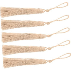 Operitacx 5 gabali Charms Tassel aizkaru Tassel Džutas virves pušķi Tassel ornamenti DIY Tassel piekariņš Dabas Džutas pušķi DIY Tassel dzimšanas dienas dāvanas sievietēm DIY koka pērļu Tassel