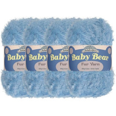 JubileeYarn Baby Bear dzija - Chunky Polyester Fur - 100 g / bumbiņa - Baby Blue - 4 bumbiņas