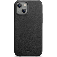 WIIUKA Case for iPhone 15, Leather from Germany, Leather Extra Thin, Premium Mobile Phone Case, Qi, Black