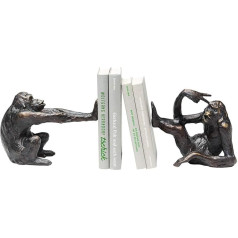 Kare Monkey Design Bookend komplekts no 2 melniem dekoratīviem priekšmetiem, pērtiķa motīvs, aksesuārs, dzīvojamā istaba, dekors plauktiem vai bufetēm, dekoratīva skulptūra, dekors, 17 x 20 x 10 cm (H x W x D)