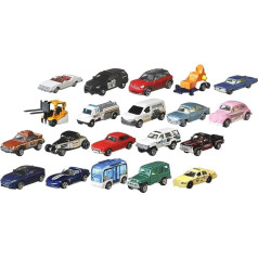 Matchbox FGM48-20-Pack ar plakātu, 1:64 lējumu automobiļu dāvanu komplekts, 20 rotaļu automašīnas, izlases kārtā, kolekcionāriem un bērniem vecumā no 3 gadiem