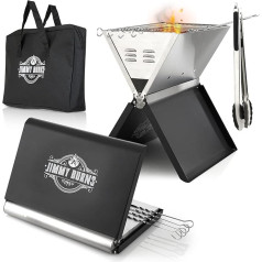 JIMMY BURNS Camping Barbecue Charcoal Nerūdijančio plieno kepsninė [Notebook dizainas] | 2-4 žmonėms | Grilis sulankstomas kepsninei stovyklavimui, lauko sąlygomis, kelionėms, festivaliui, piknikui | Pridedami kepsninės priedai