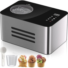 Vpcok Direct Ice Cream Maker ar kompresoru 2L Ice Cream Maker 150W 4-in-1 pašdzesējoša nerūsējošā tērauda saldējuma mašīna ar 4 ražošanas režīmiem, LED Touch Panel saldējumam, saldētam jogurtam &