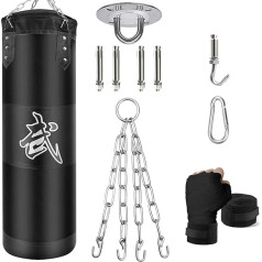 ZERUIDM Punching Bag Set, Heavy Duty Punching Bags, Neaizpildīta, Hanging Boxing Bag pieaugušajiem bērniem, Punching Bag ar boksa pārsēji, griestu āķi, ķēdes, kikboksa, cīņas mākslas, Muay, Taizemes,