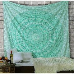 RAJRANG BRINGING RAJASTHAN TO YOU Elephant Mandala Gobelēns Boho Bohemian Decor Wall Hanging Hippie Wall Hangings Mandala Audums 274 x 228 cm Green