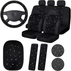 Hapihom 15 gab. gliteru auto sēdekļu pārvalku komplekts sievietēm Kristāla stūres rata pārvalks Glitter Velvet elpojošs sēdekļu pārvalku komplekts Sparkle Center Console Pad Universal Car Interior