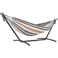 Mondeer Hammock with Hammock Frame, Double Cotton with Frame for 2 People, Portable Outdoor & Indoor Patio Yard Garden, Load Capacity up to 200 kg, Yellowish Brown