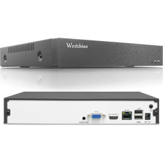 WESTSHINE 4K NVR 16 kanālu novērošanas sistēmas ierakstīšanas ierīce, 4K/6MP/5MP/4MP/2MP 16CH drošības NVR, viegla attālā apskate, P2P kustības noteikšana, atbalsta līdz 16 x 4K IP kamerām (neietver cieto disku)