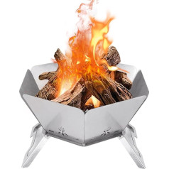 Kempings Fire Pit, āra Wood Burns BBQ Grill Fire Pit Bowl ar pārnēsājamo somu, 430 nerūsējošā tērauda Portable Campfire Pit pagalma ugunskura Patio Picnic