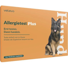 vetevo Allergietest Plus Dog, nesuderinamumo testas šunims, skirtas niežuliui ir šnypštimui, 175+ nesuderinamų pašarų, žolių, žiedadulkių ir kt.