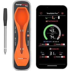 ThermoPro TempSpike Plus bezvadu gaļas termometrs ar uzlabotu īpaši plānu zondi, 180 m Bluetooth diapazons, cepšanai, āra grilam, kūpinātājam, grilam, ar lietotni, grilēšanas virtuvēm