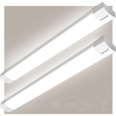 Airand Pack of 2 LED mitro telpu gaisma 150 cm 45 W 4500 LM LED lampas garāžas lampas darbnīcas lampas IP66 ūdensizturīga gaisma garāžai pagrabam darbnīcai mitro telpu vannas istabai birojam noliktavai pagrabam neitrāli balta 4000