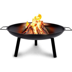 BBQ Collection Ugunskura trauks 60 cm diametrā, Ugunskura grozs ar rokturiem, Dārza ugunskura muca, Dārza kurtuve malkai, Piemērota ugunskuram, Dārza kamīns, Oglekļa tērauds