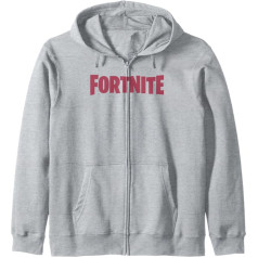 Fortnite rozā jaka ar kapuci un rozā logo, pelēka