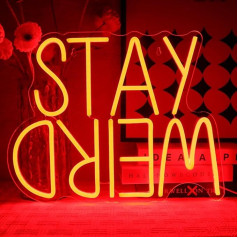 OYCGZV Stay Weird Neon Sign Red LED Neon Sign Wall Lettering Neon Sign USB LED Sign for Bar Bedroom Bedside Playroom Party Store Frizētava Salons Dāvana meitenēm Friends