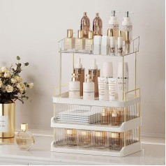 GLAMFORT Make-up-Organizer, große Kapazität, Hautpflege-Organizer mit 2 Schubladen, für Kommode, Badezimmer, Arbeitsplatte, Beauty-Organizer mit herausnehmbarer ober Ablage für Kosmetik, Parfüm,