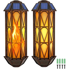 Weilim Saules apgaismojums āra dārza iekāršanai, 2 saules lampu komplekts Saules sienas apgaismojums āra apgaismojumam ar liesmas gaismu, IP44 ūdensizturīgs sienas lampas āra sienas apgaismojums dārza dekorēšanai Balkona dekorēšanai