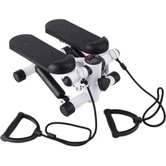 Mini Stepper Exercise Bike - Fitnesa kardio treneris Stepper kāju augšstilbu tonera apmācībai un roku pilna ķermeņa apmācībai ar noņemamām pretestības joslām, displeja monitoru, neslīdoša kāju pedāli