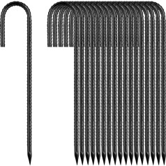 Zemes enkurs Zemes enkurs 30 cm garš, J-Hook zemes enkura naglas, melns, 50 telts naglu komplekts, metāla, izturīgs pret rūsu, stabilai batuta teltij, dārzam, kempingam, āra apstākļiem, vistu kūtīm, fiksētam ūdenim