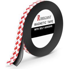 RIHEGIANT 3M pašlīmējošā magnētiskā lente, 30 mm platums x 10 m L, spēcīga magnētiskā lente ar 3M līmi, DIY magnētiskā lente, elastīgas gumijas magnētiskās lentes virtuvei, birojam, skolai utt.