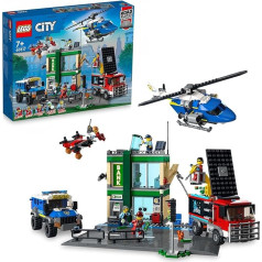 LEGO 60317 City Ограбление банка с погоней с вертолетом, дроном и 2 грузовиками, полицейский набор, подарок на день рождения для мальчиков и девоче